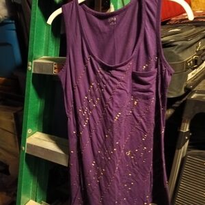 a.n.a Purple Tank Top with Gold Accents